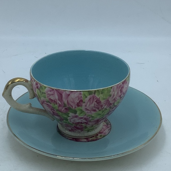 Vintage Royal Leighton Ware England Roses Teacup and Saucer - Picture 5 of 9